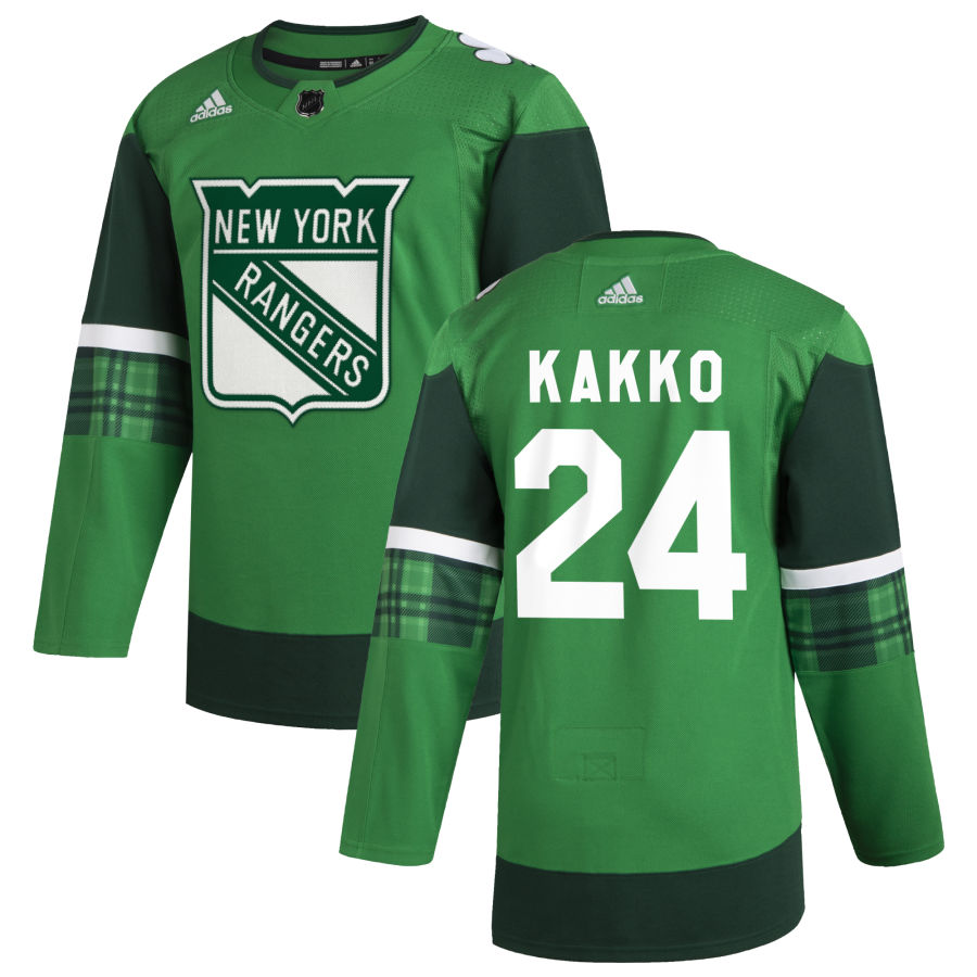 New York Rangers #24 Kaapo Kakko Men Adidas 2020 St. Patrick Day Stitched NHL Jersey Green